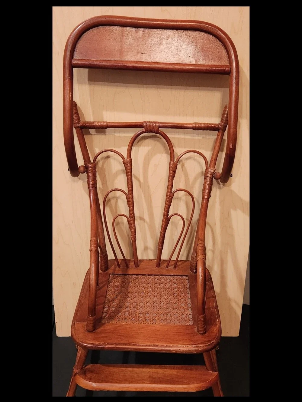 Vintage Wood Doll High Chair ~ Moveable Tray 20.5in Tall